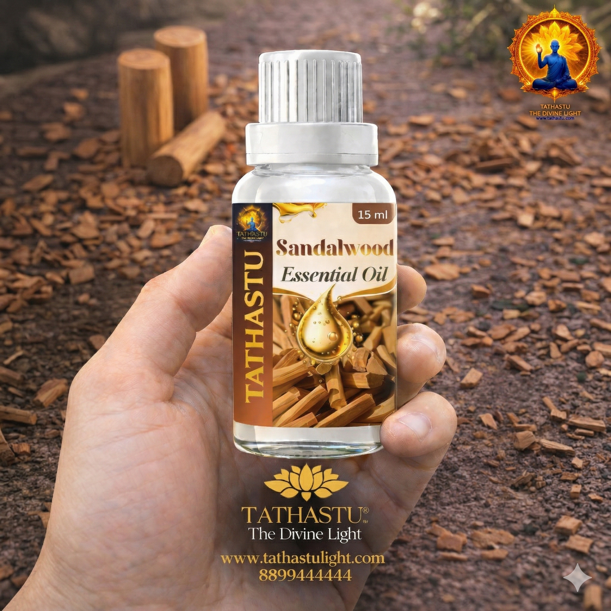 Sandalwood Essential Oil (Third Eye Chakra,Crown Chakra) - Image 4