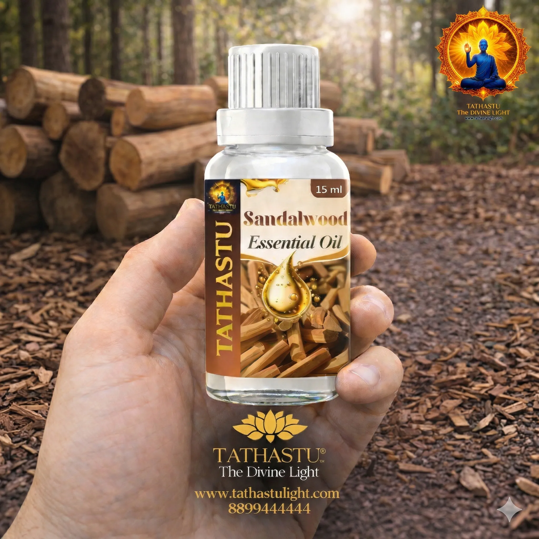 Sandalwood Essential Oil (Third Eye Chakra,Crown Chakra) - Image 3