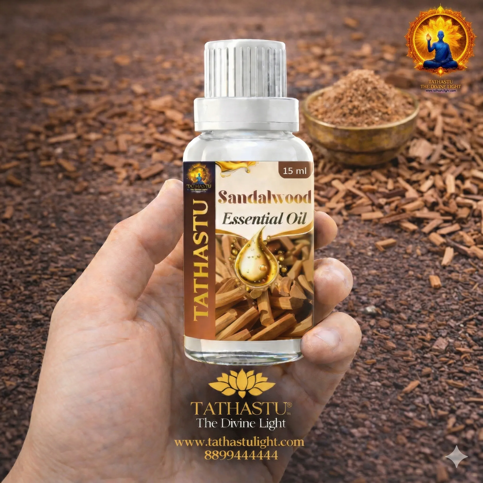 Sandalwood Essential Oil (Third Eye Chakra,Crown Chakra) - Image 2