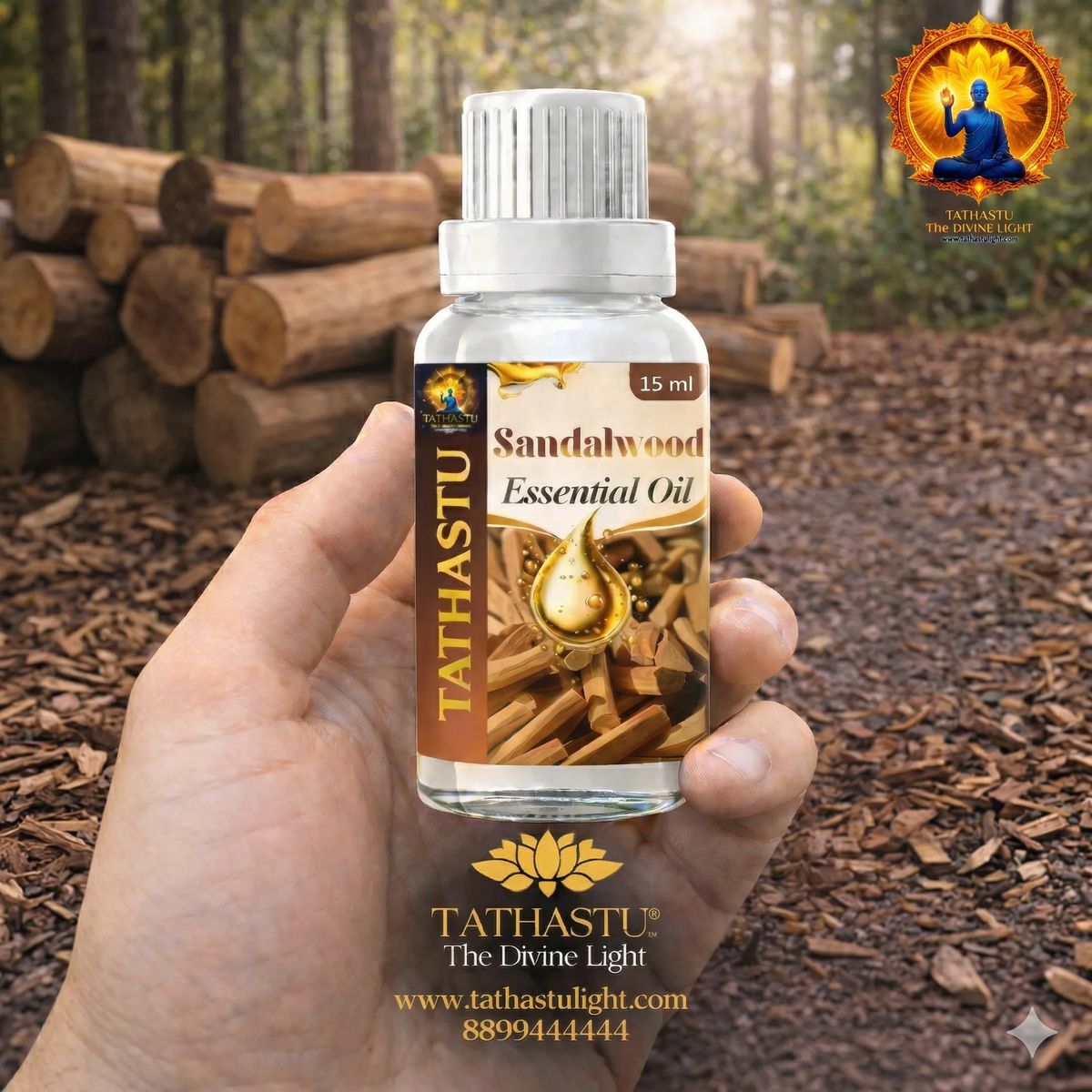 Sandalwood Essential Oil (Third Eye Chakra,Crown Chakra) - Image 2